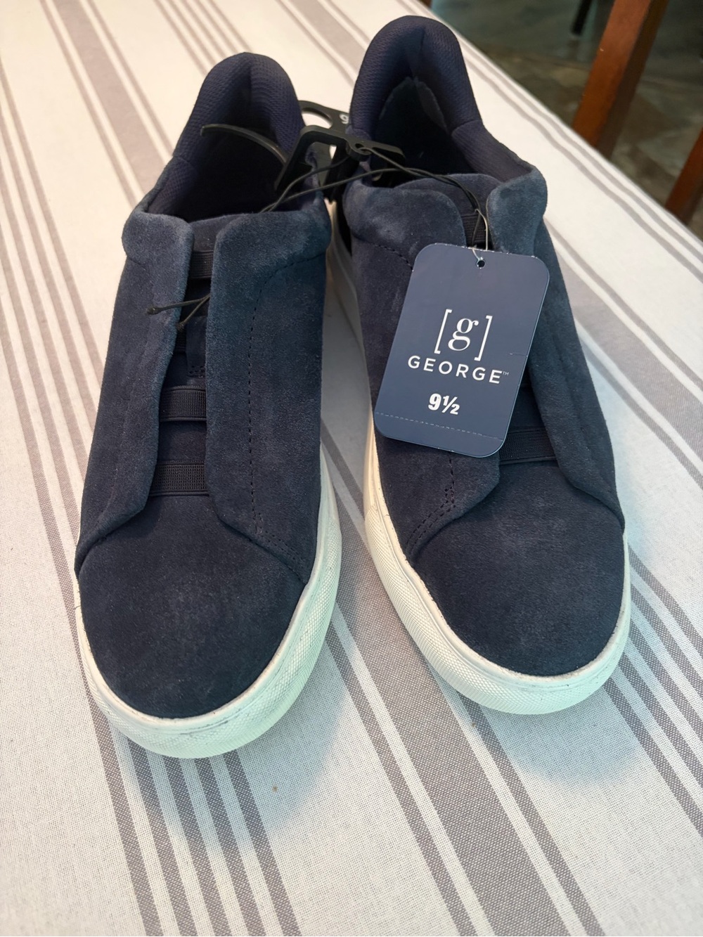George Men’s Navy Suede Slip-On Sneakers